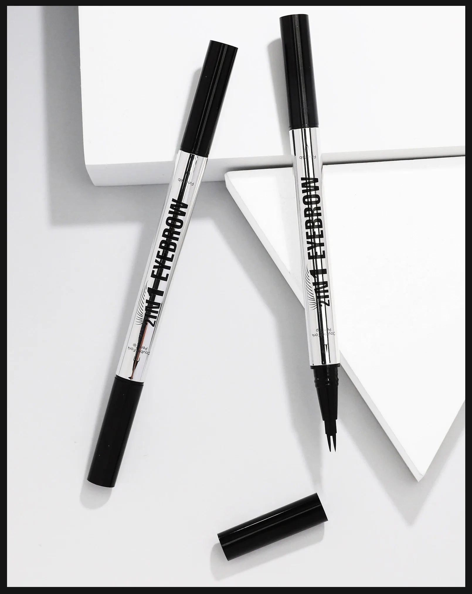 Two-pronged Eyebrow Pencil Waterproof Two-in-one Liquid Eyebrow Pencil Curved Eyebrow Pen With Fork And Precise Brush Tip Makeup