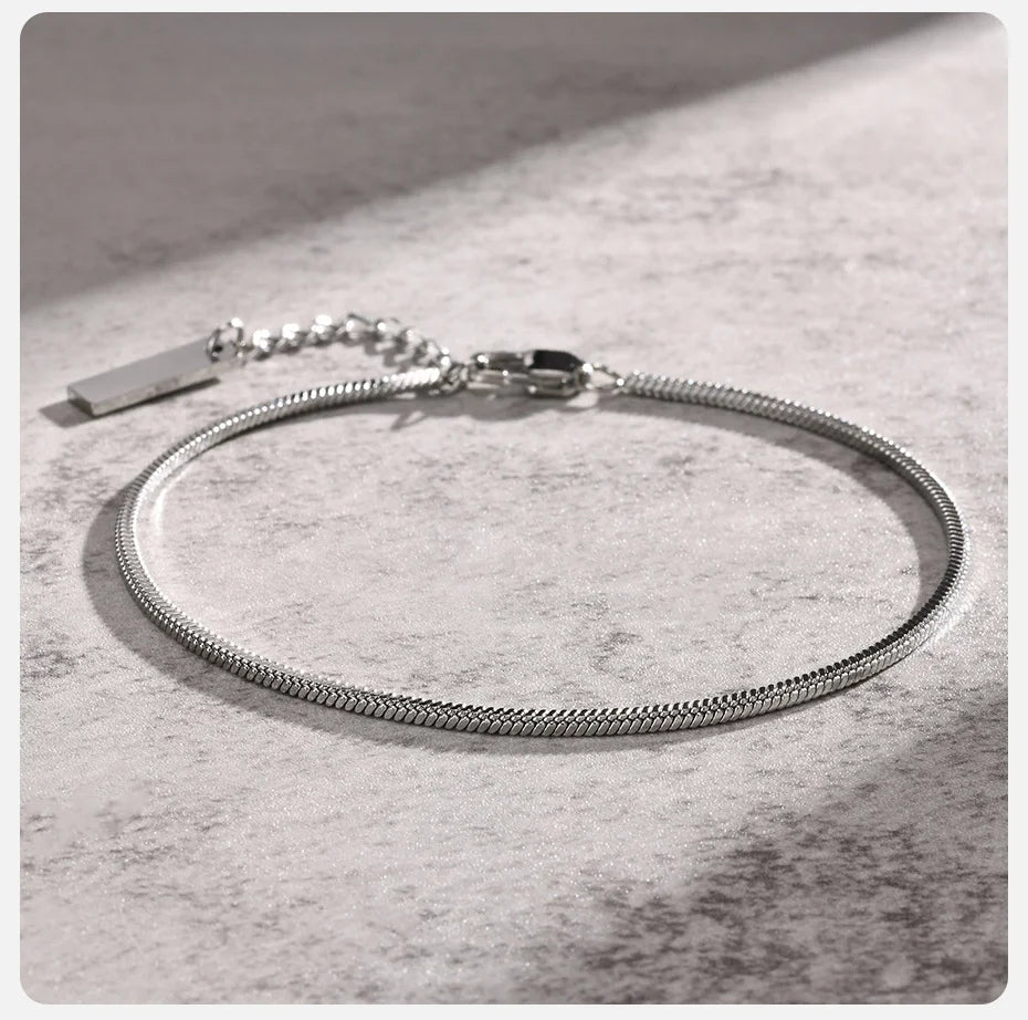 Vnox 1.7mm Square Snake Chain Bracelets for Men, Stainless Steel Cool Bracelet, Basic Casual Wristband