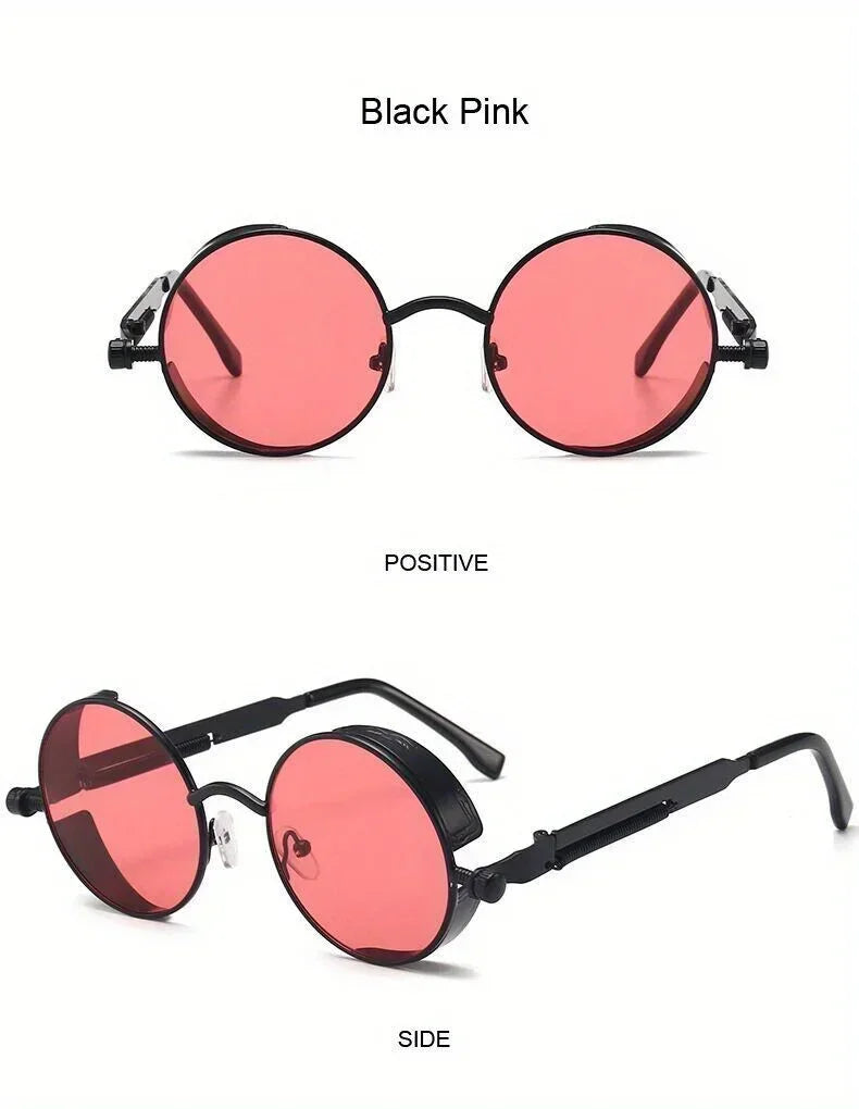 Classic Steampunk Sunglasses for Men and Women Retro Round Metal Frame Sunglasses