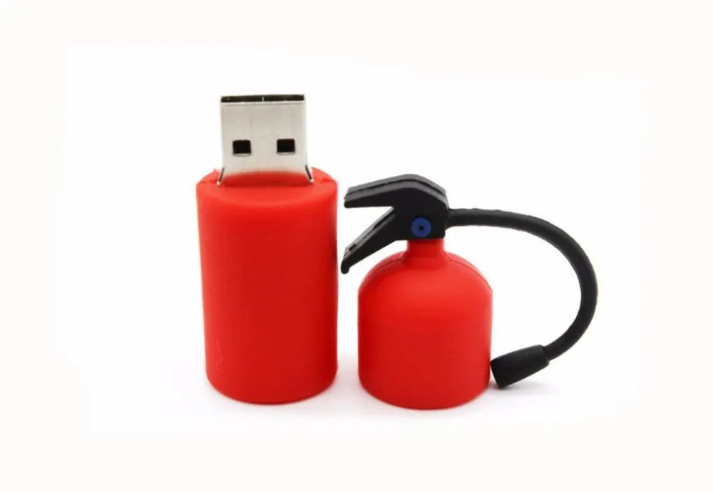 JASTER Cartoon Fire Extinguisher USB 2.0 Flash Drive 128GB Cute Silicone Memory Stick 64GB Gifts For Children Pen Drive 32GB 8GB
