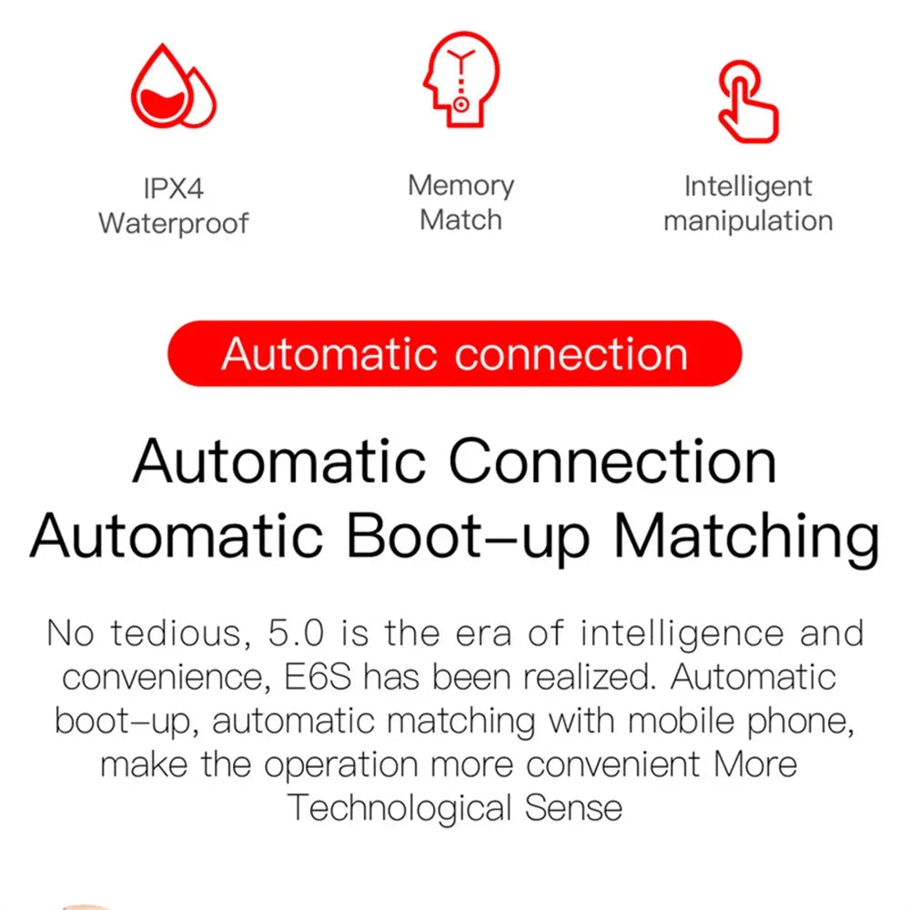 Bluetooth 5.0 Wireless Headphones E6S Noise Cancelling Sport Earphones HiFi Stereo Gaming Headsets With Mic For All Smartphones