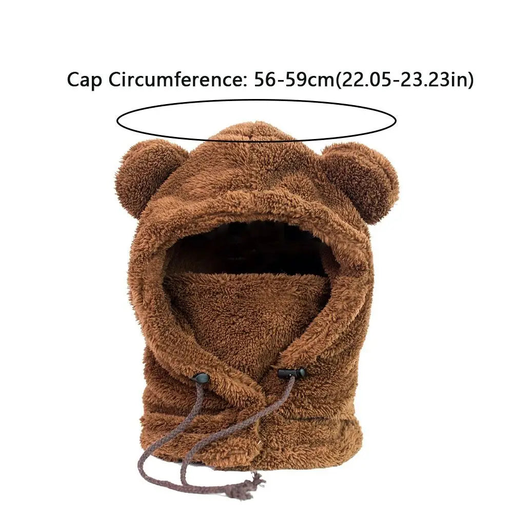 Cold Weather Windproof Winter Hats Balaclavas Mask  Bear Ear Hat Keep Warm Earflap Earmuff Women Girls