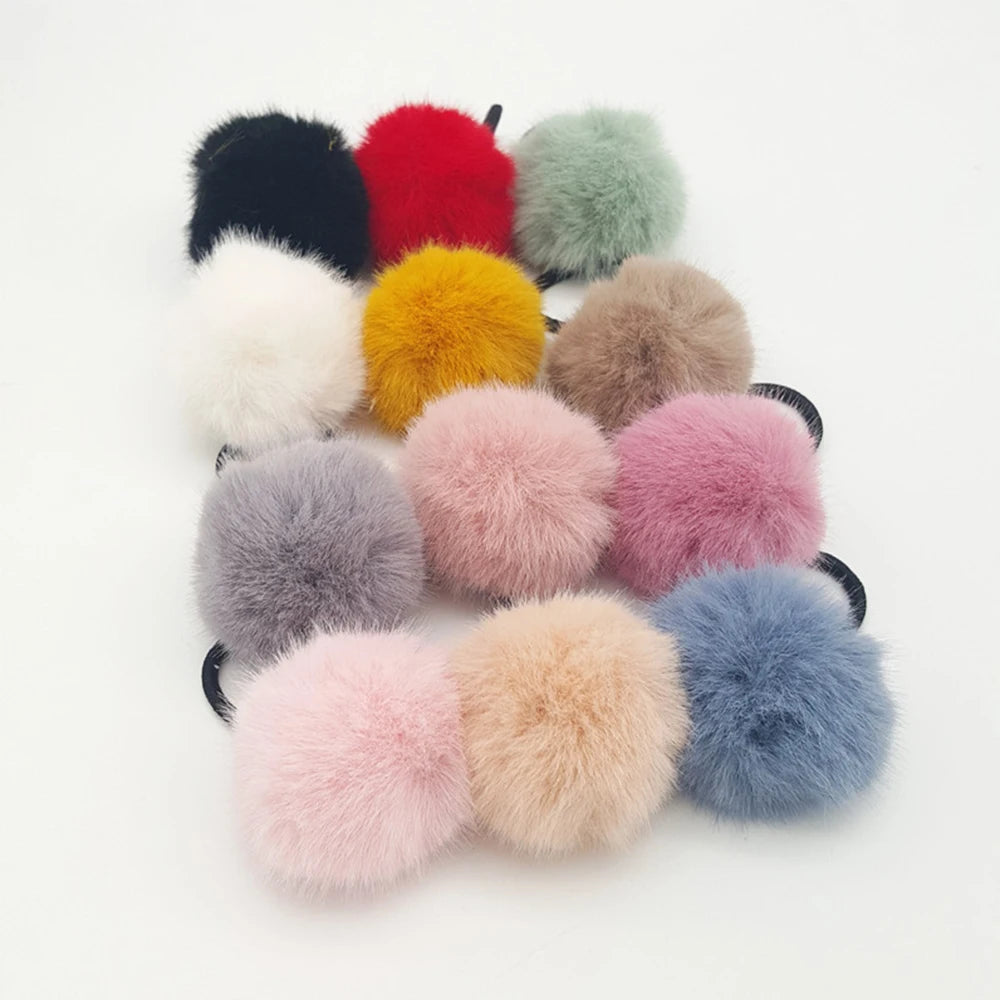 Winter Lovely Hair Ties Pompom  Hairband  Hair Rope Ponytail Holder Hair Accessories Pompom Rubber Band
