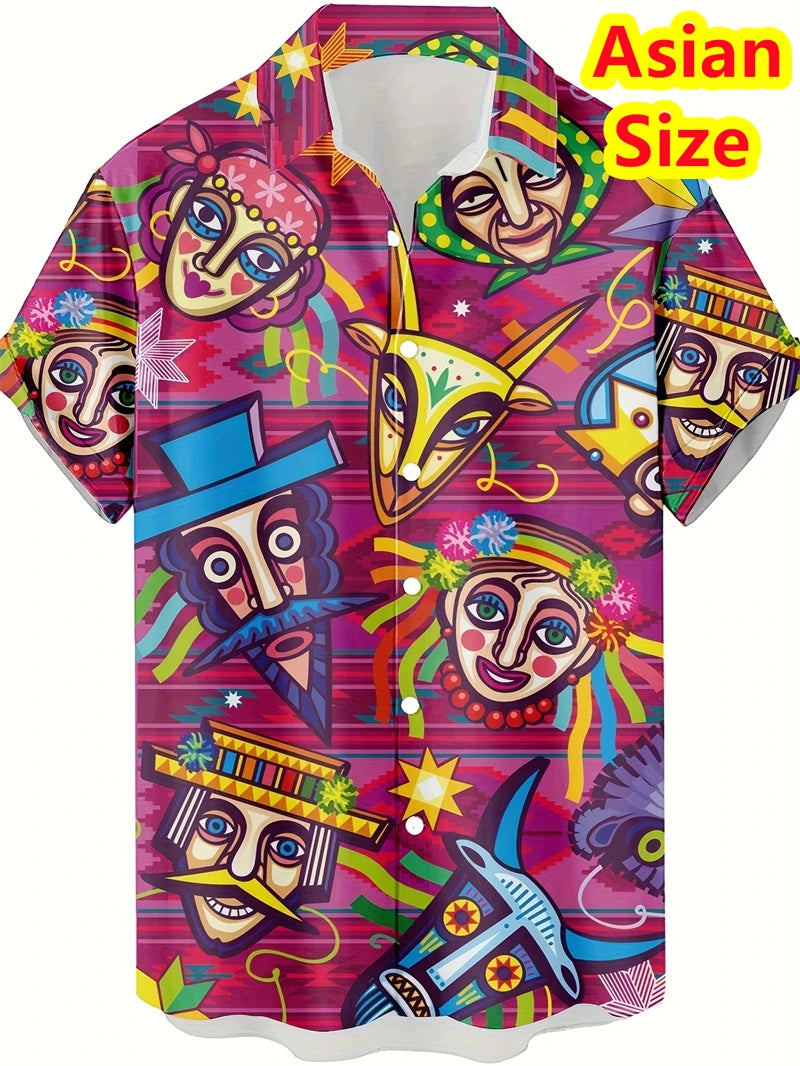 Abstract Men's Shirts Streetwear Beach Male Shirt Short Sleeve Cool Skull 3d Hawaiian Shirt Man 2025 New Tops Women Hip Hop Tops