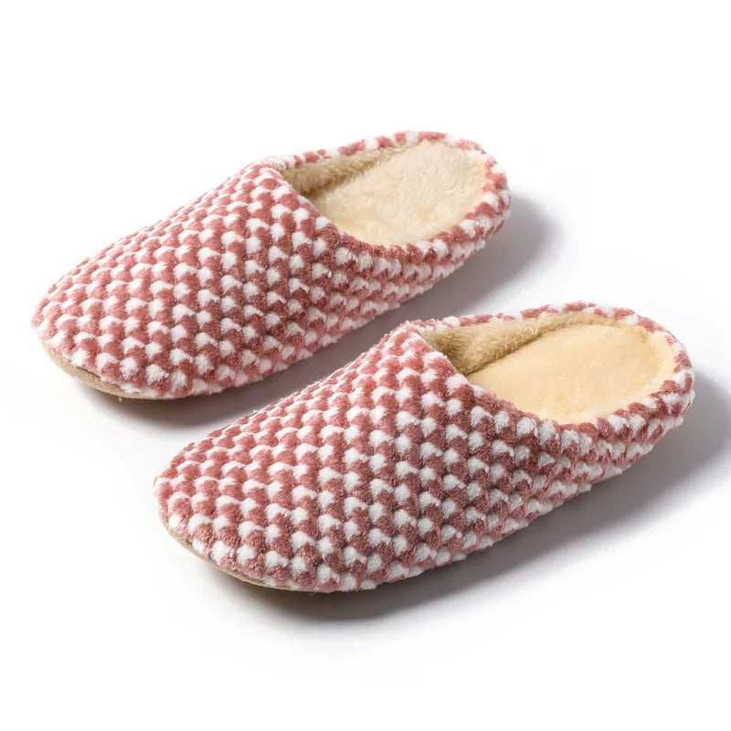 Women Men Winter Warm Slippers Home Bedroom Silent Casual Non Slip Shoes Couples Indoor Soft Sole Cotton Plush Slides