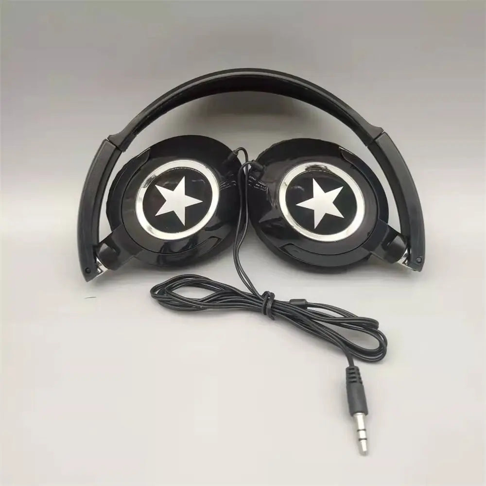 Adjustable Wired Headphones Music Stereo Flexible Wired Over Ear Headset Noise Cancelling Black White Foldable Headphones