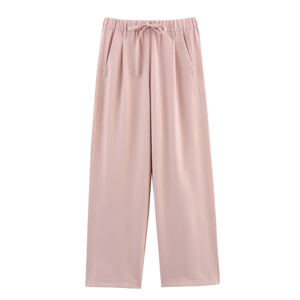 women's summer new fashion casual lapel single breasted decoration suit jacket high waisted lace up suit pants