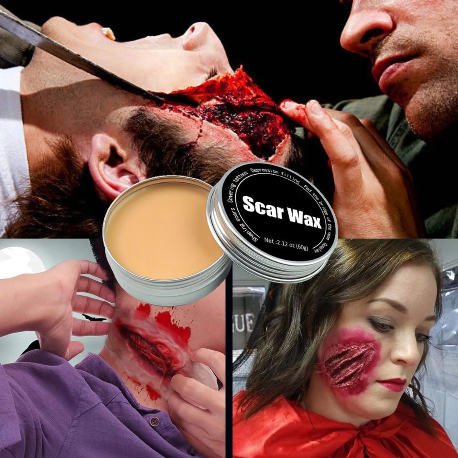 Halloween Makeup Holiday Dress Up Skin Wax Plasma Body Paint Box Fake Blood*1 Spatula Tool*1 Sponge*1 Skin Tone Paste*1