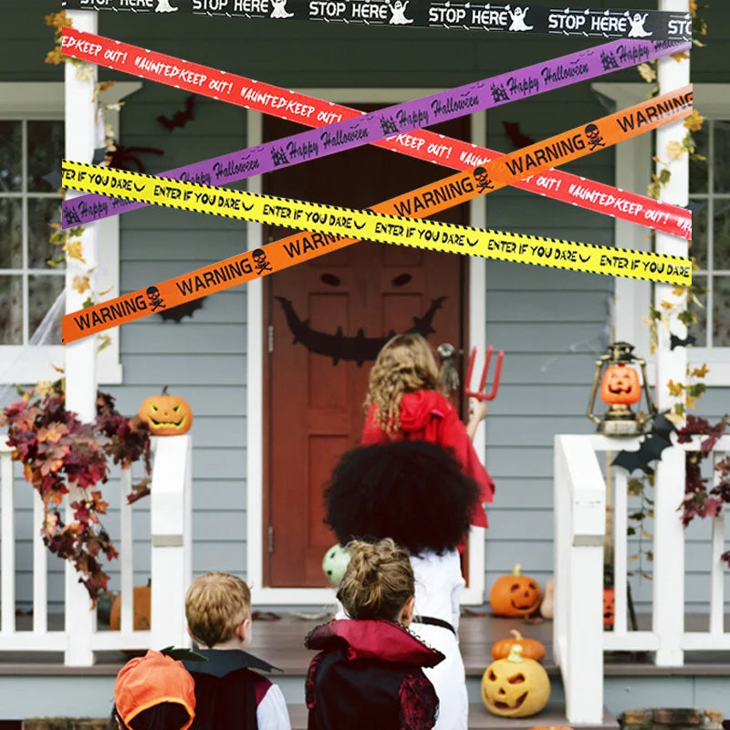 Halloween Decorations Caution Fright Tape Scary Caution Roll Hazard Warning Tape Indoor Outdoor Spooky DIY Decorative Accessory