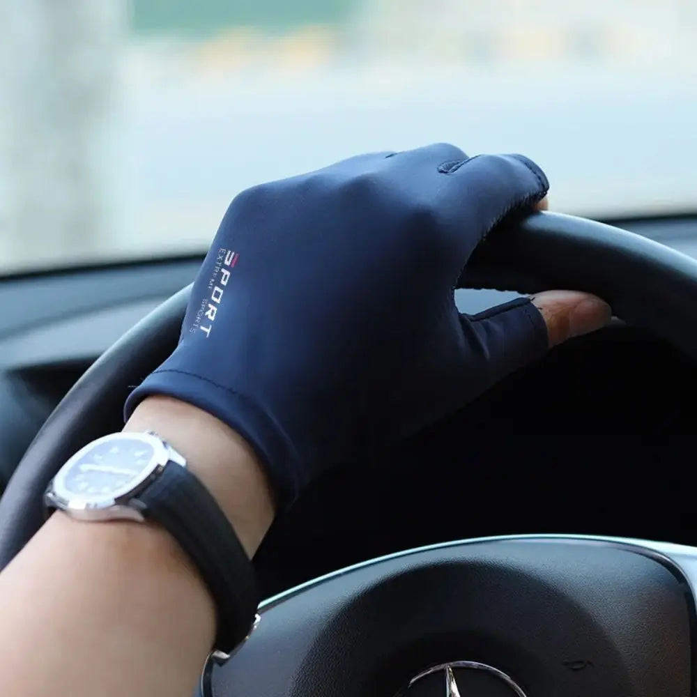 Ice Silk Halffinger Cycling Gloves for Men and Women Outdoor Sports Fitness Driving Fishing Highelastic Comfortable