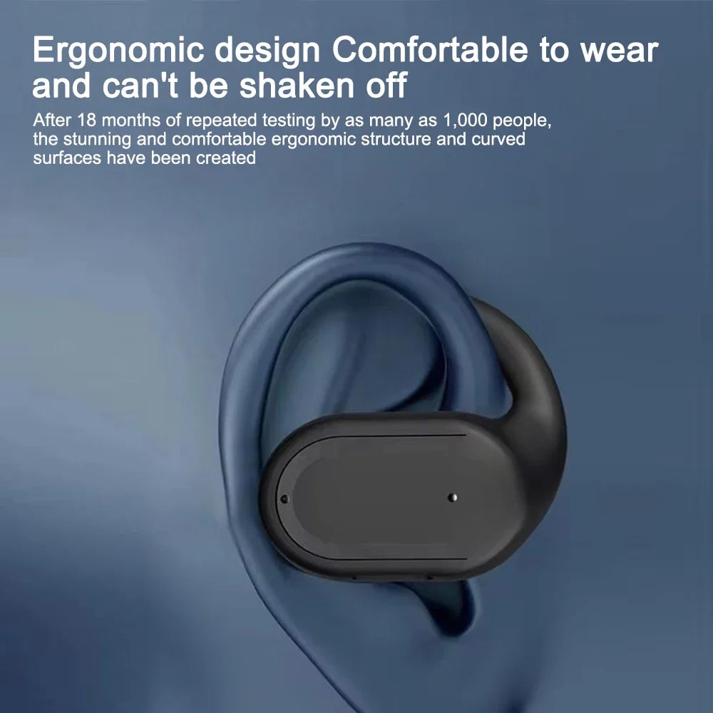 Bluetooth 5.4 Headphone Wireless Ear Hook Earphone LED HiFi Stereo Noise Reduction Clip Headset Waterproof Earbud For Phone New