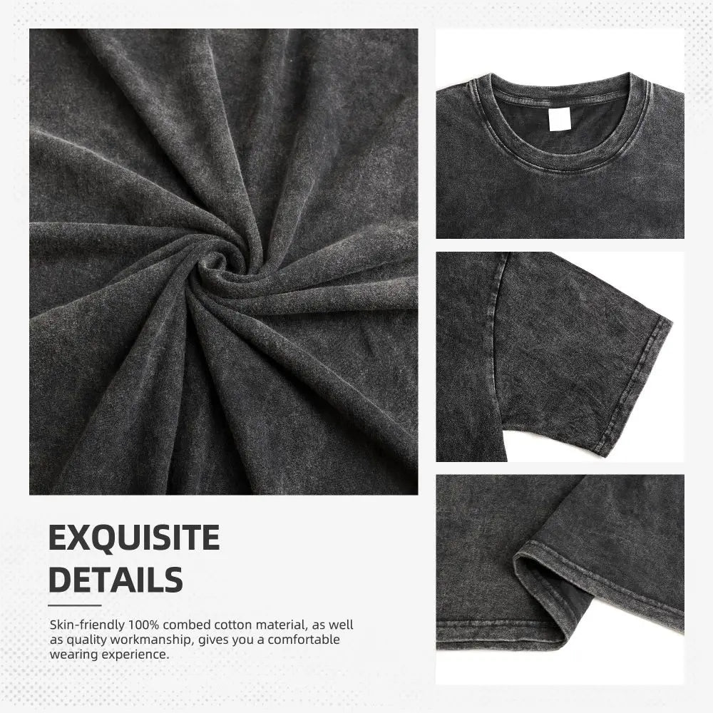 Men's T Shirt Add Design Washed T Shirts Hippie Custom DIY Made Your Image Beach Tee Shirt Y2K Retro Loose Cotton Tops Present