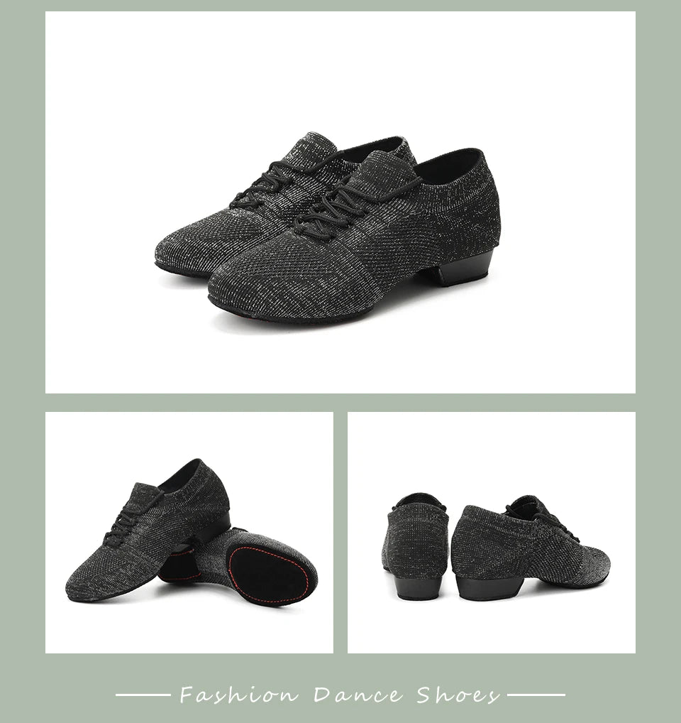 Women Dance Shoes Knitted Teacher Shoes Soft sole Low Heel Latin Training Shoes Ballet Dance Shoes Jazz Ballroom Sneakers Girls