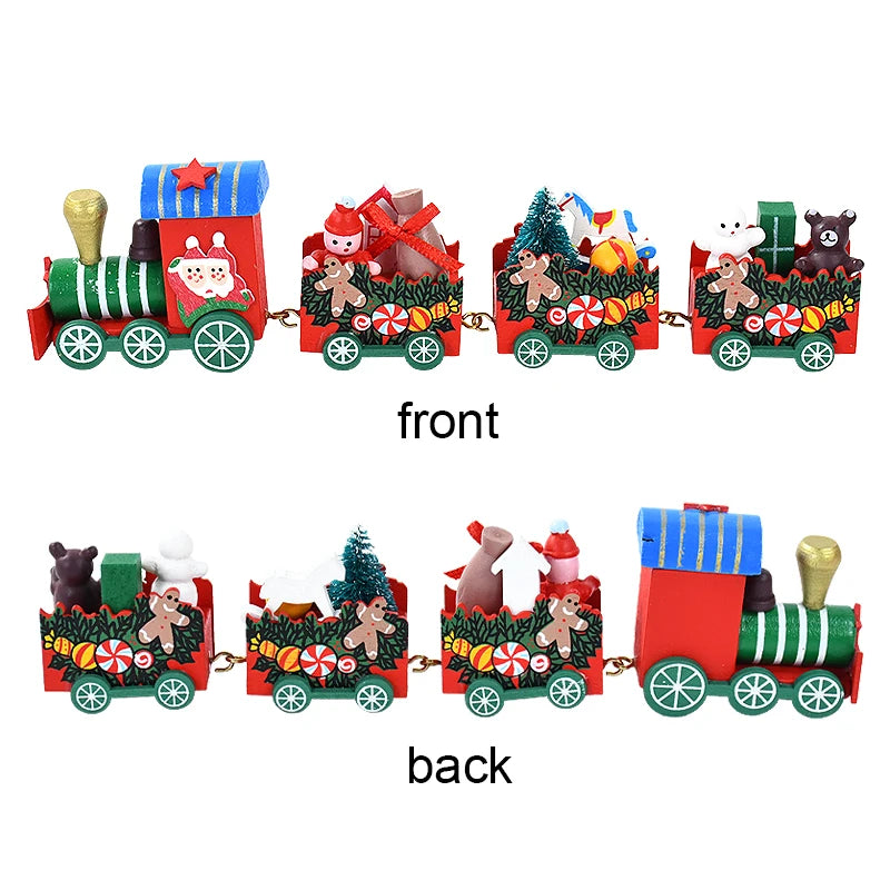 Christmas Wooden Train Merry Christmas party Decorations Home Desktop Ornament Xmas Navidad Noel Kids Gift New Year 2025 Gifts