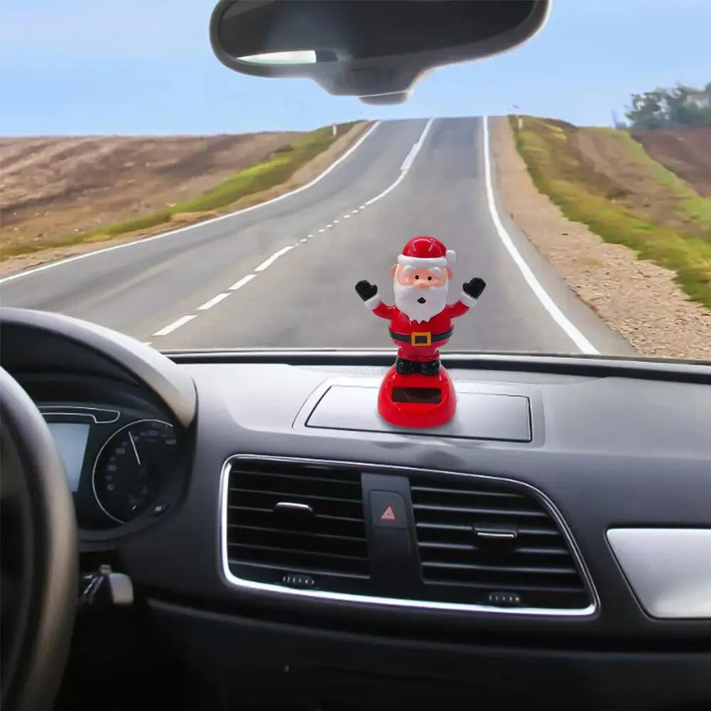 Christmas Car Decoration Solar Dancing Santa Claus Car Ornament Tree Elk Snowman Bobblehead Doll Merry Christmas Gift Accessory
