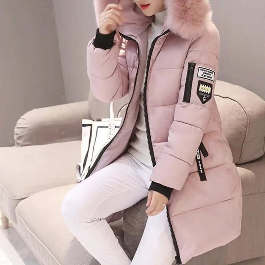 Women Winter Jackets Down Cotton Hooded Tops Large Size Parkas Mujer Coats Long Coat Fashion Female Fur Collar Outfits New Year