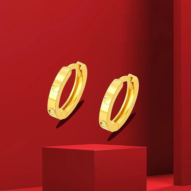 18K Gold Earring for Women Earring Clip Clasp Design Simple Fashion Fine Jewelry Gift