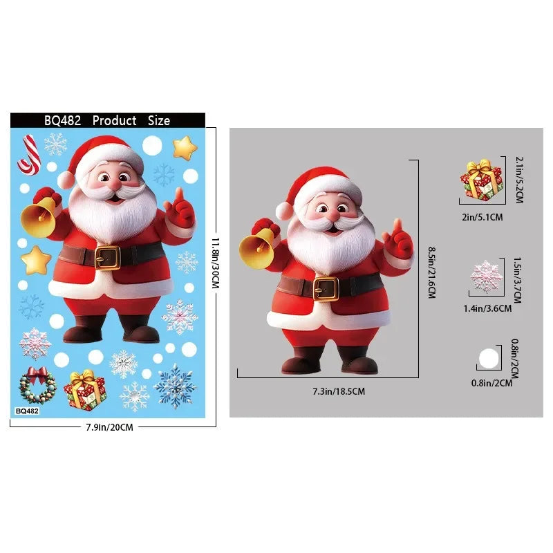 Christmas Decorations Gingerbread Man Snowman Snowflake Glass Stickers Xmas Santa Claus Window Stickers Merry Christmas Decor