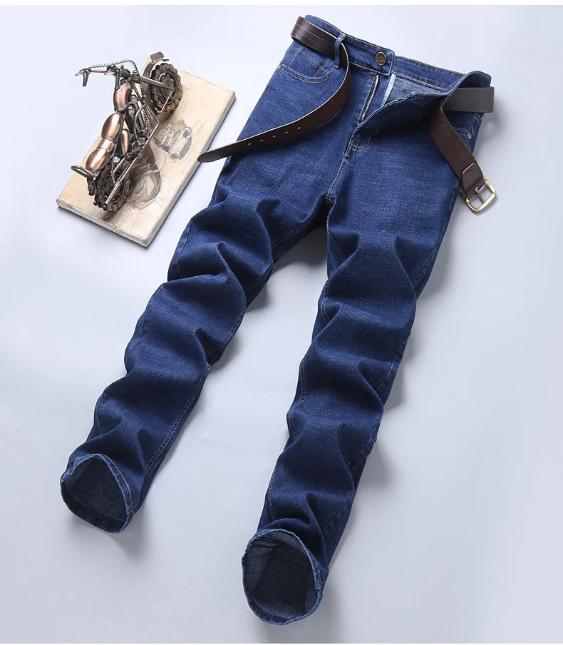 Men Fashion Straight Jeans Men 2024 New Stretch Slim Fit Pants Comfortable Soft Business Denim Trousers Male Brand Clothing