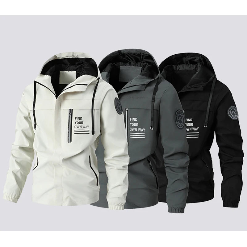 Fashion Men's Casual Windbreaker Jackets Hooded Jacket Man Waterproof Outdoor Men's Spring-Autumn Outdoor Shell Jacket