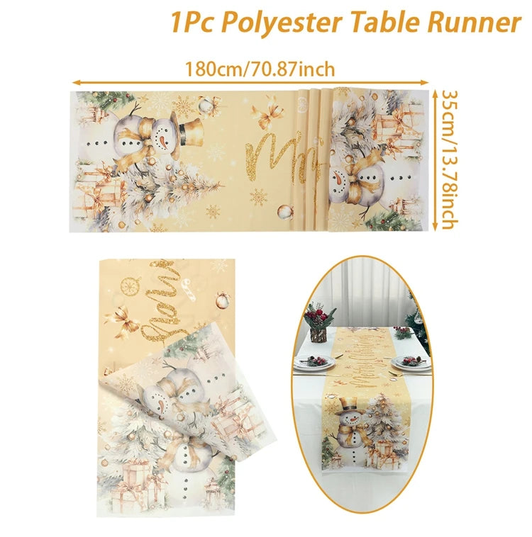 Christmas Table Runner Merry Christmas Decoration for Home Xmas Party Decor 2025 Navidad Notal Noel Ornament Happy New Year 2026