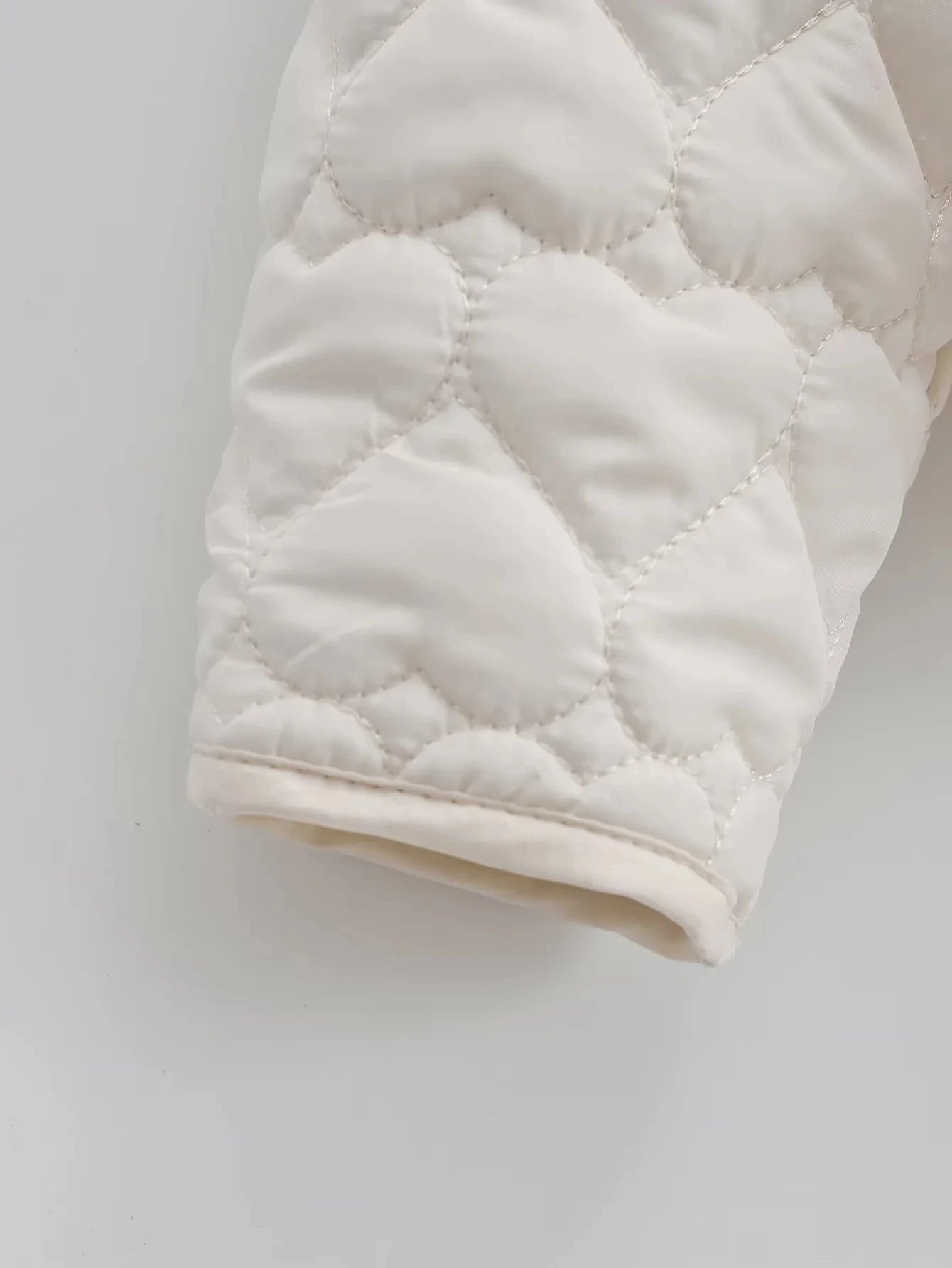 Women Heart Padded Jackets Autumn Winter Long Sleeve Round Neck Coats Solid Color Outerwear Female Warm Parkas Chic Streetwear