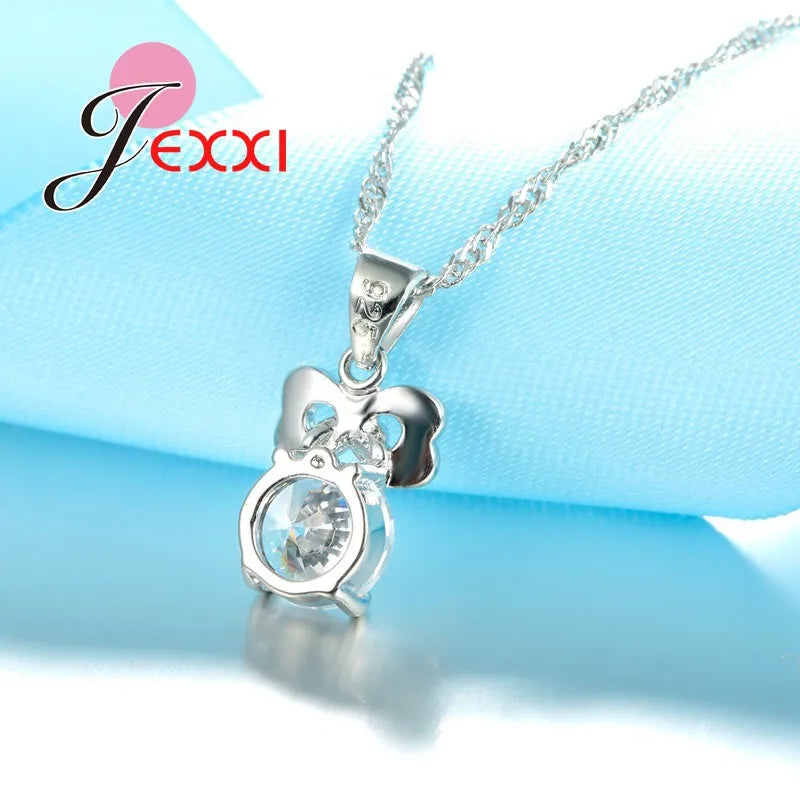 Wedding Jewelry Sets For Brides 925 Sterling Silver Zirconia Crystal Earring Pendant Necklaces Jewellery Set Women