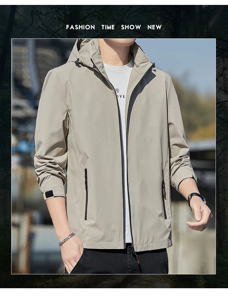 Men's jacket 2025 new jacket Spring and Autumn American slim fit trendy brand heavyweight hooded workwear casual assault jacket