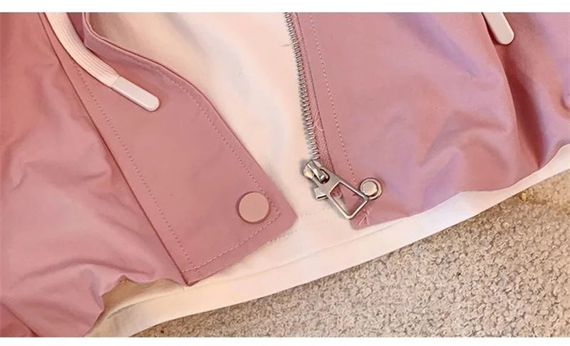 Women's Jacket Fashion Hooded Windbreaker New Spring Autumn Female Casual Short Coat Outwear Pink Green White Female Outerwear