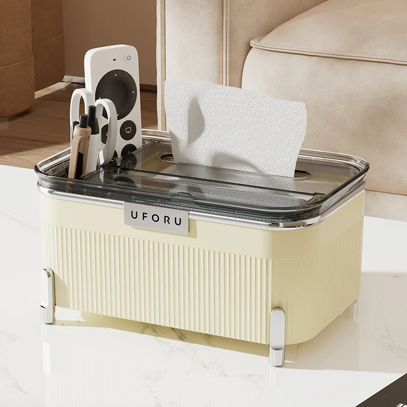 Uforu Desktop Multifunctional Storage Box |   Holds Remote Controls & Small Electronics |   Organizer for Home & Office