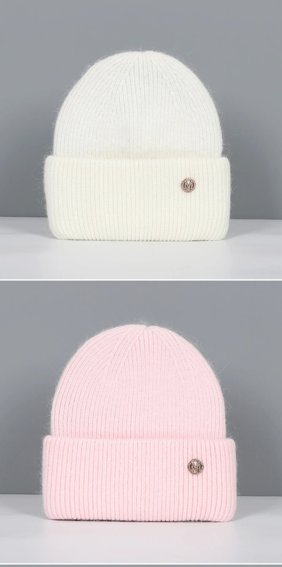 Winter Hats For Women Rabbit Fur Beanie Hat Woman Knitted Skullies Beanies Solid Wool Soft Autumn Winter Cashmere Caps Bonnet