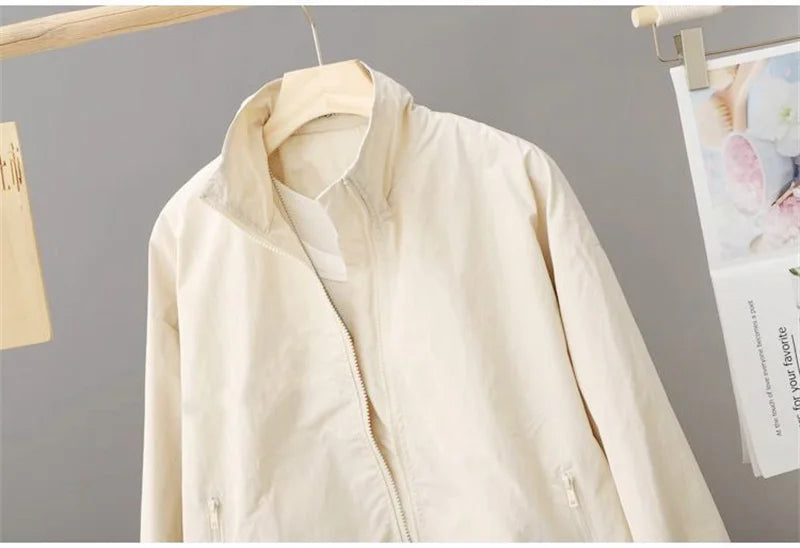 Women Short Jacket Spring Autumn New Casual Femme Windbreaker Stand Collar Tooling Jacket Basic Zipper Coat Tops Gabardina Mujer