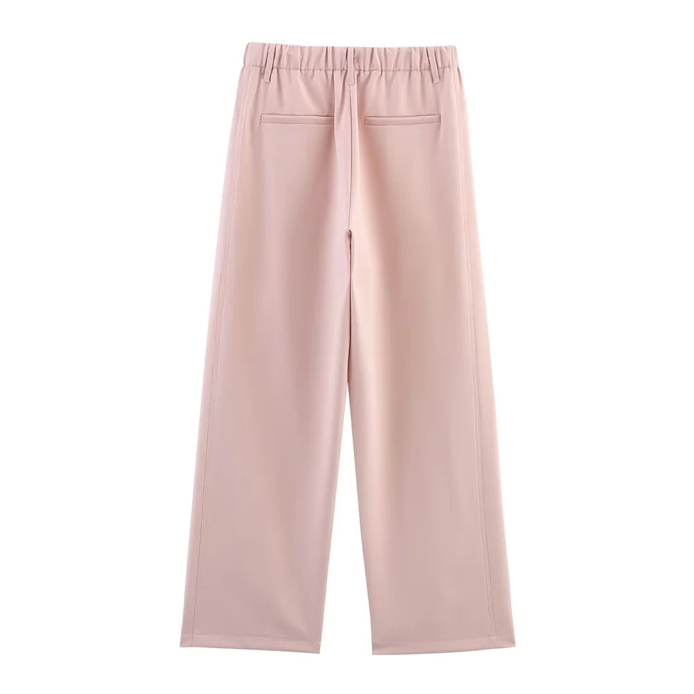 women's summer new fashion casual lapel single breasted decoration suit jacket high waisted lace up suit pants