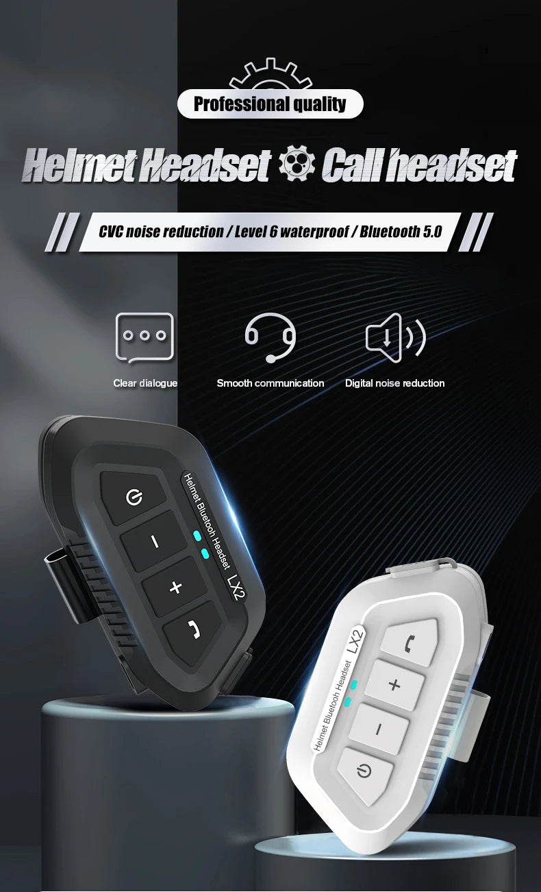 Motorcycle Helmet Earphone Bluetooth Headset Waterproof Voice Assistant Moto Earphone Motorbike Hands Free Wireless Headphone