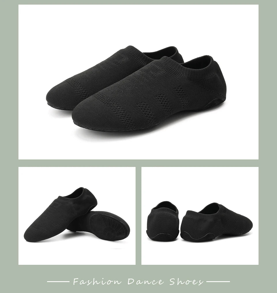 Women Dance Shoes Knitted Teacher Shoes Soft sole Low Heel Latin Training Shoes Ballet Dance Shoes Jazz Ballroom Sneakers Girls
