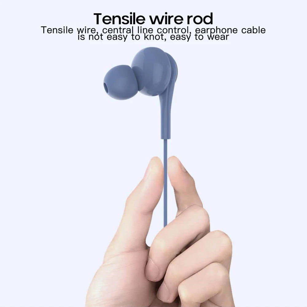 3.5mm Wired Earphones with Microphone, Universal In-Ear Headphones Hands-Free Calling & Metallic Finish for Phone PC