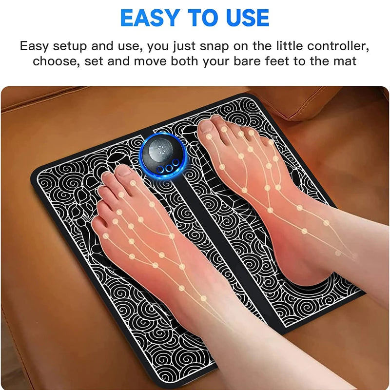 Foot Massage Pad Electric Sole Massage Tool USB Charging Convenient Fast Suitable for Home and Travel Black