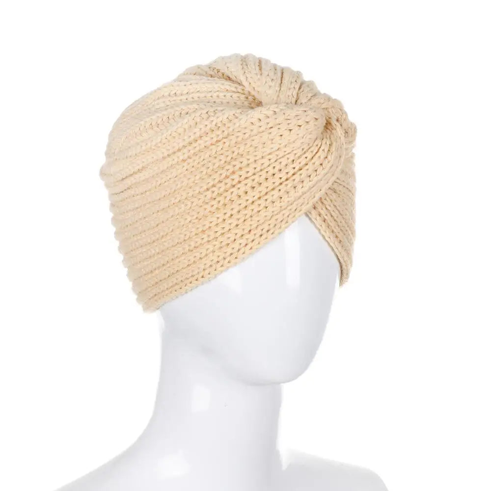Autumn Winter Knitted Hair Accessories Croceht Beanies Twist Headwrap Hat Ladies Turban Women Felt Hat Head Wrap Caps