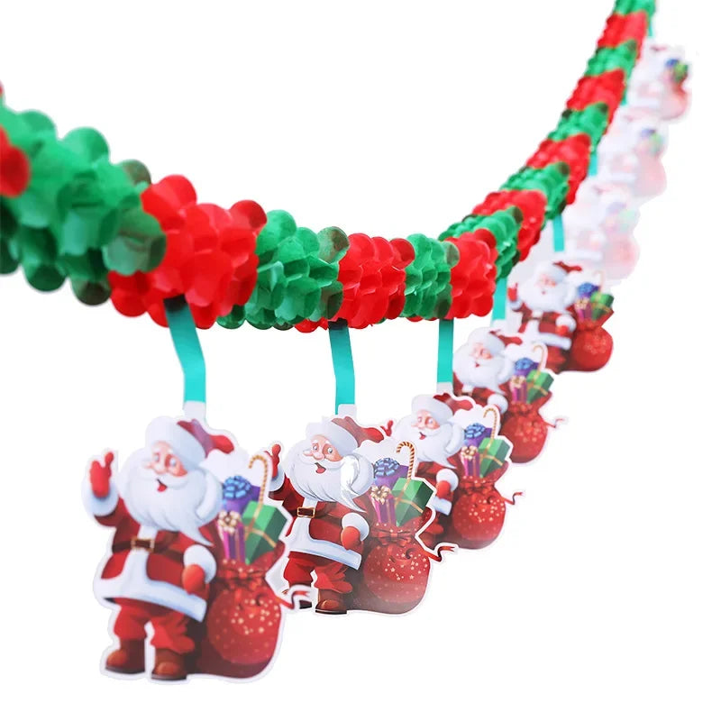 Christmas Party Decoration Santa Claus Banner Festive Decor Christmas Tree Pendants Drop Ornaments Ceiling Layout Craft Supplies