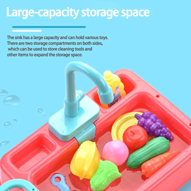 Kid Toddler Children's Kitchen Dishwashing Toy Circulating Water Electric Pretend Play Housework Dishwasher Sink Educational Toy