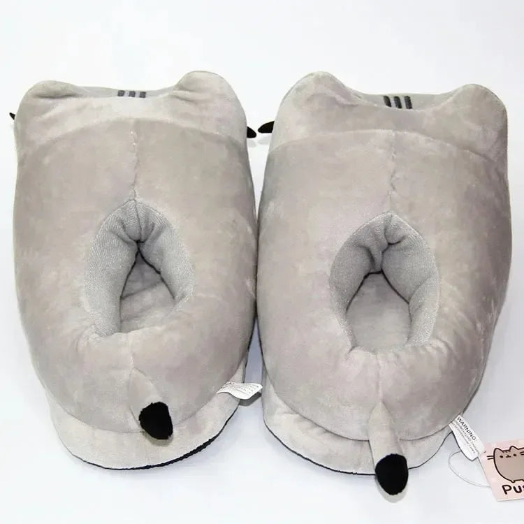 Winter Warm Package Heel Kawaii Slippers Funny Cotton Cute Cat Home Shoes Non-slip Cartoon Couple Student Slippers Domestic