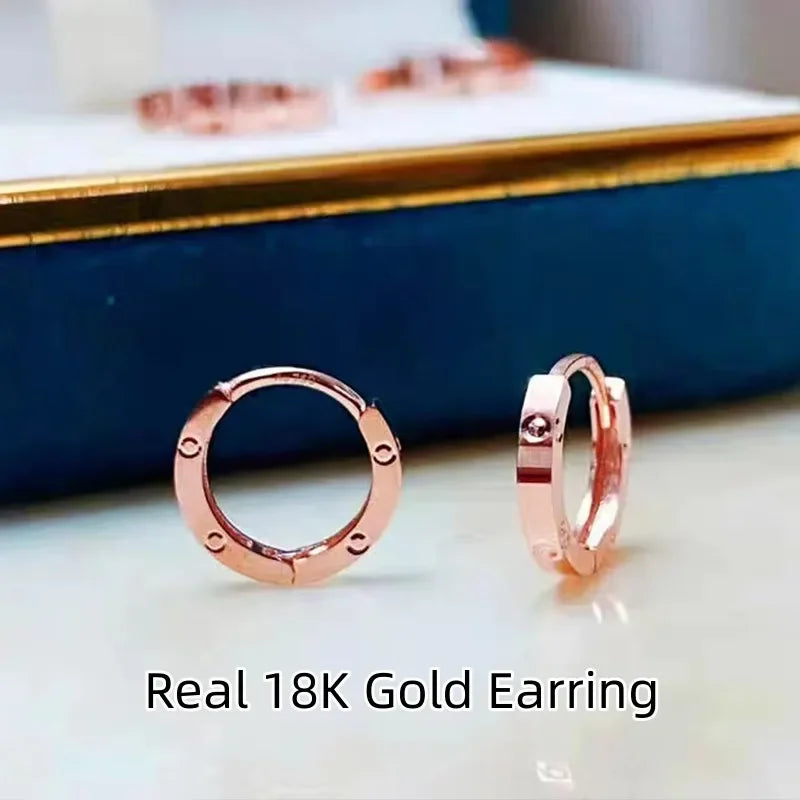 18K Gold Earring for Women Earring Clip Clasp Design Simple Fashion Fine Jewelry Gift