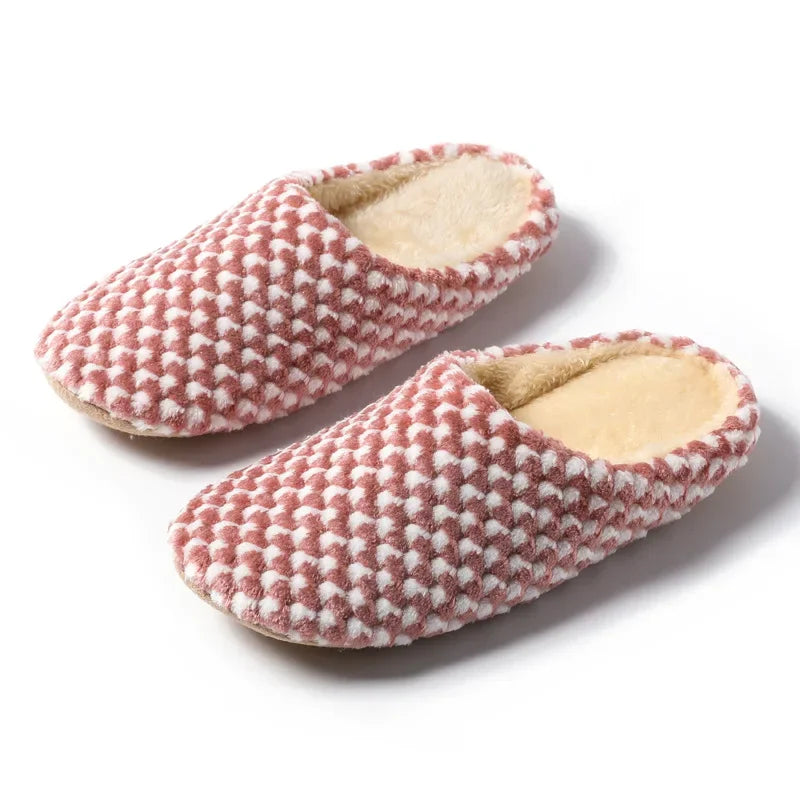 Women Men Winter Warm Slippers Home Bedroom Silent Casual Non Slip Shoes Couples Indoor Soft Sole Cotton Plush Slides