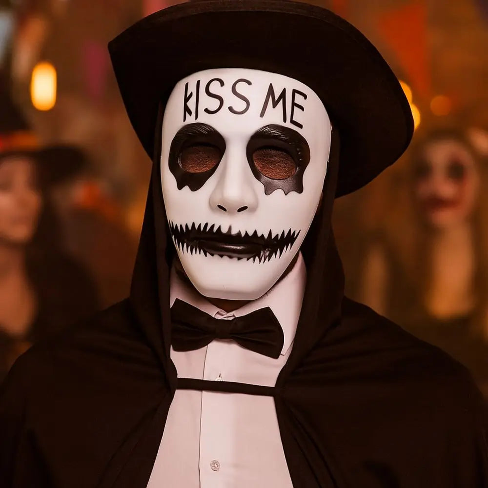 Cyberpunk White Makeup Halloween Mask Full Face Scary Street Dance Mask Hand-painted Masquerade Mask Haunted House