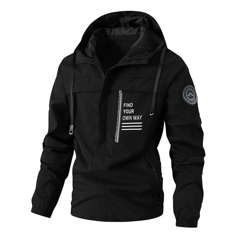 Fashion Men's Casual Windbreaker Jackets Hooded Jacket Man Waterproof Outdoor Men's Spring-Autumn Outdoor Shell Jacket