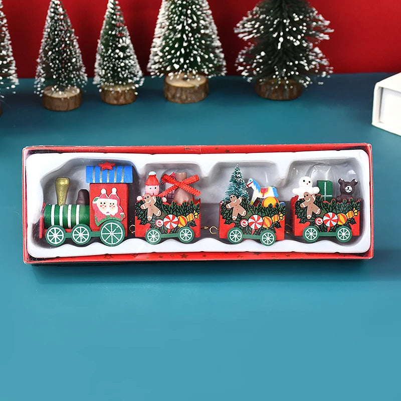 Christmas Wooden Train Merry Christmas party Decorations Home Desktop Ornament Xmas Navidad Noel Kids Gift New Year 2025 Gifts