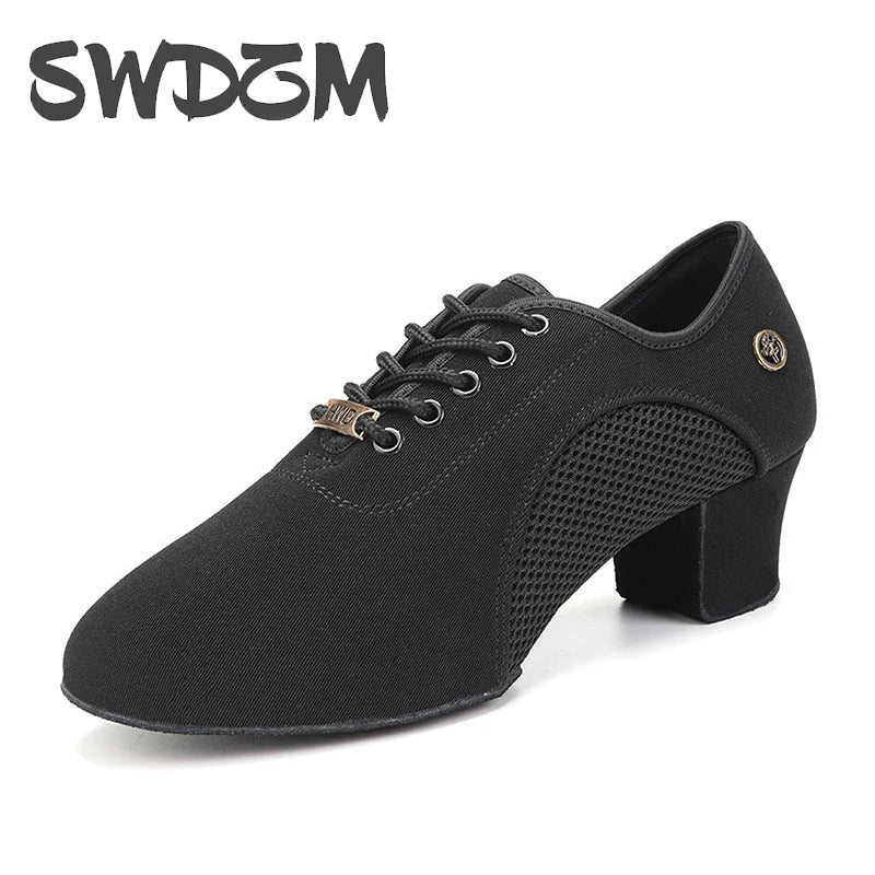 Women Dance Shoes Black Modern Ballroom Salsa Dancing Shoes Boys Latin Jazz Training Shoes Adults Tango Dance Sneakers Men
