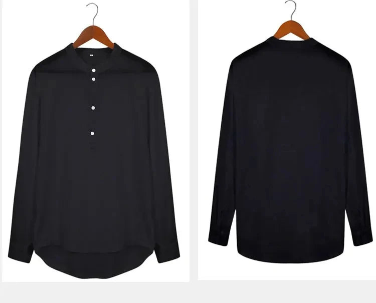 New Cotton Linen Shirts for Men Casual Shirts Solid color Lightweight Long Sleeve Henley Beach Shirts Hawaiian Men T-Shirts Tops