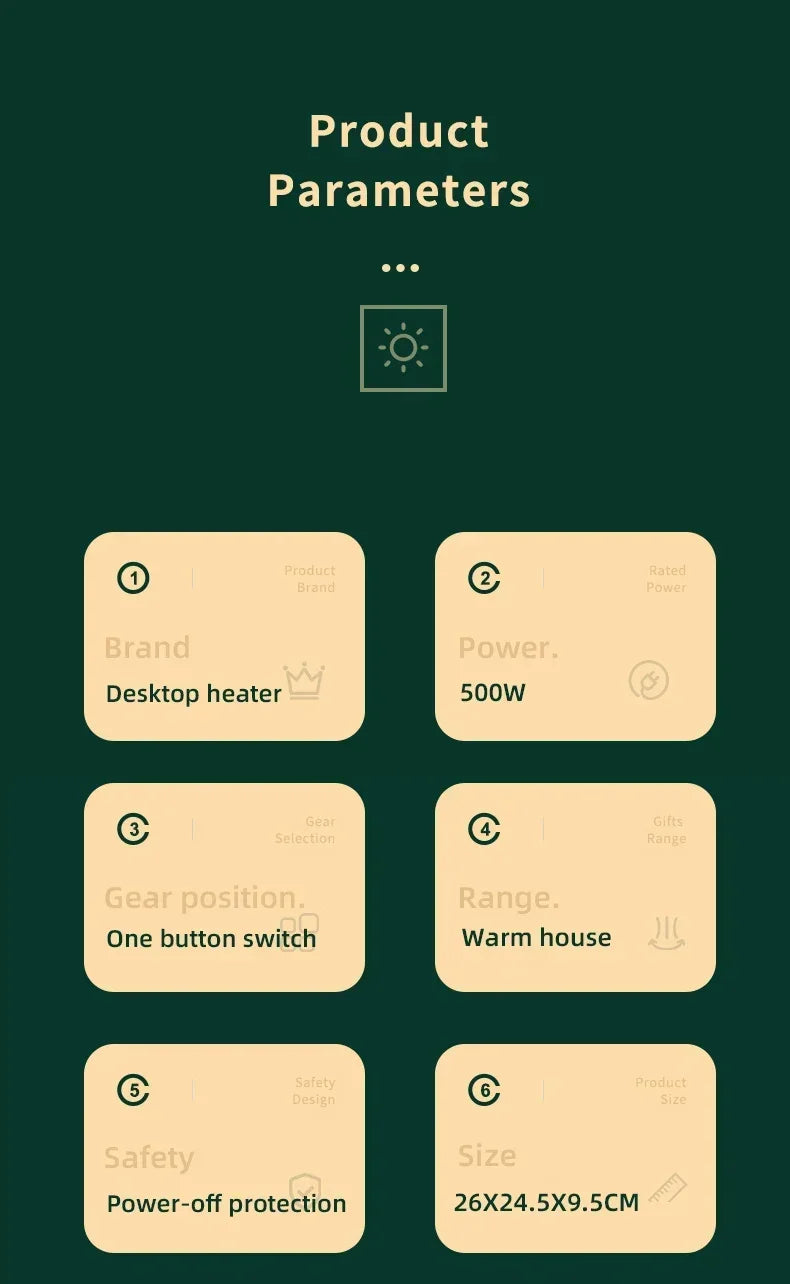 Portable Mini Electric Heater Fast Heating Energy Saving Handheld Warming Device Ideal For Home Use Dormitory Heating