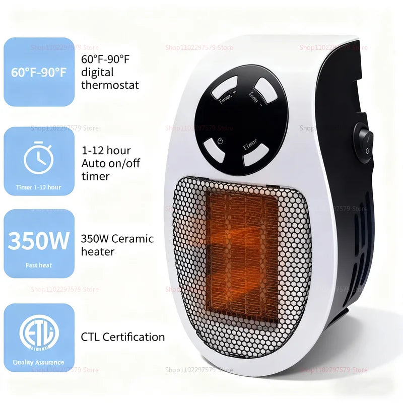 2025 Portable Wall Mounted Electric Heater: Winter home/living room use, fast warm air, compact & convenient heating appliance.